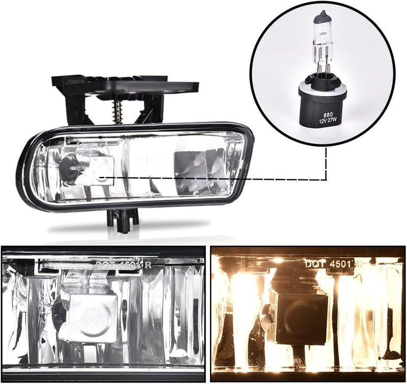 DOTCOM Front Fog Lights Assembly Compatible with GMC Yukon/Yukon XL 2000-2006(Do not Compatible with Denali models),Driving Fog Lamps Driver & Passenger Side Pair,Clear lens - Image 5